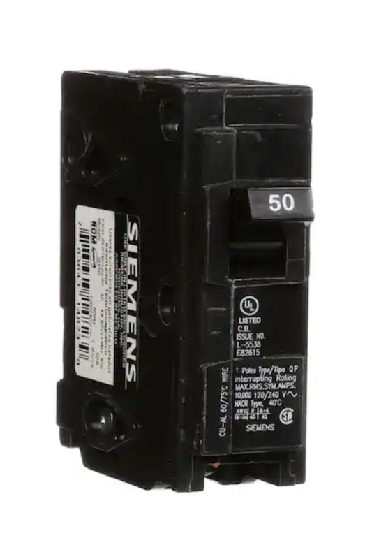 SEIMENS Q150 Single Pole 50 Amp 120-Volt Plug on Circuit Breaker