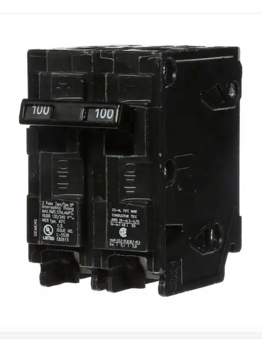 SIEMENS Q2100 100 AMP Double Pole Type QP Circuit Breaker